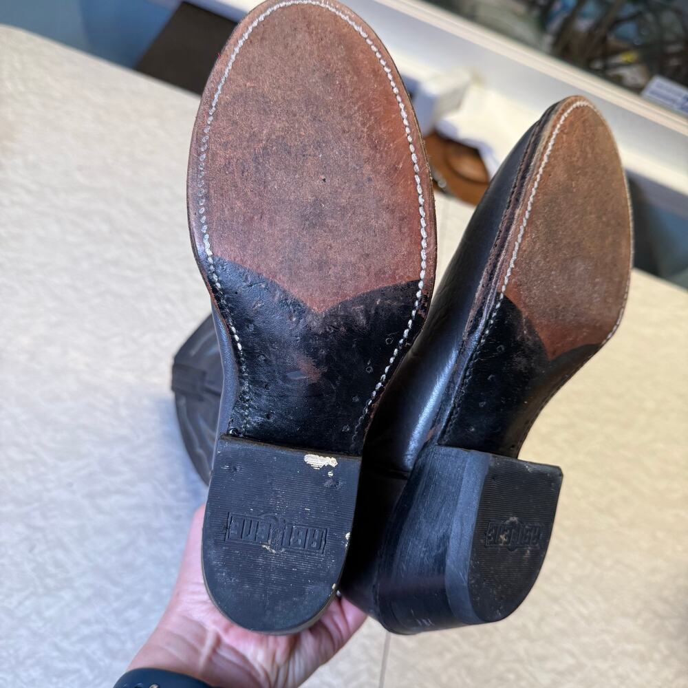 Abilene Women’s Black Leather Cowboy Boots Size 6.5 Western Made USA - Picture 8 of 12
